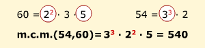 m.c.m.(54,60)=540